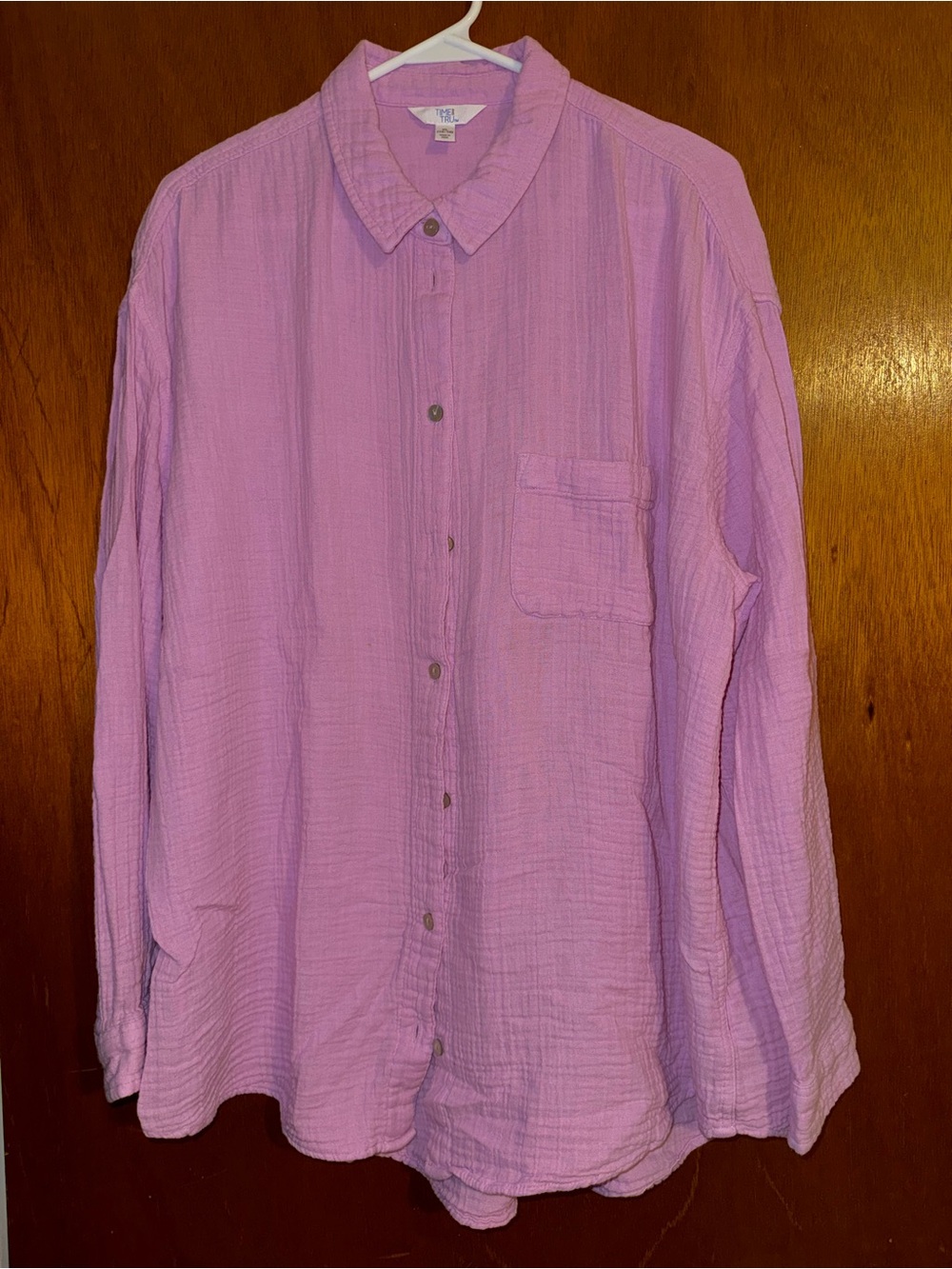 Time and Tru Lilac Button-Up Long Sleeve Shirt